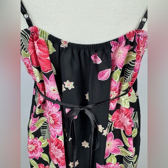 Oscar de la Renta Pink Label Short Babydoll Nightie Pajamas Sheer Floral Medium - Picture 6 of 9